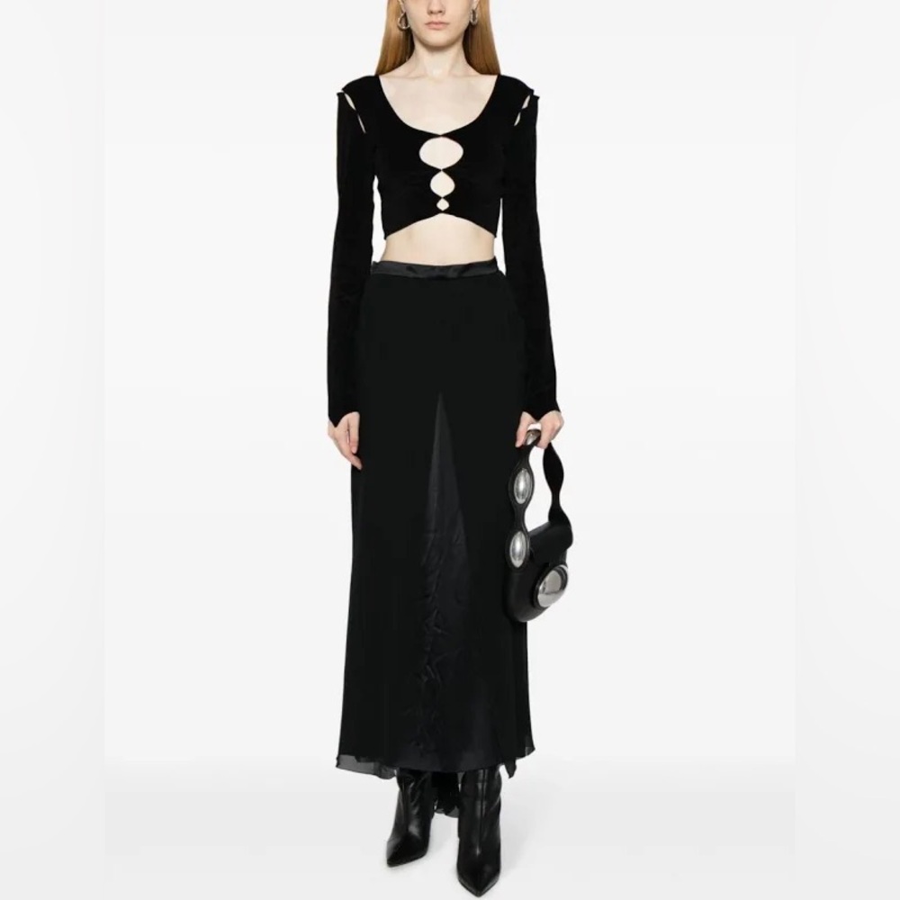 Chanel 2002 High Waisted Silk Maxi Skirt
